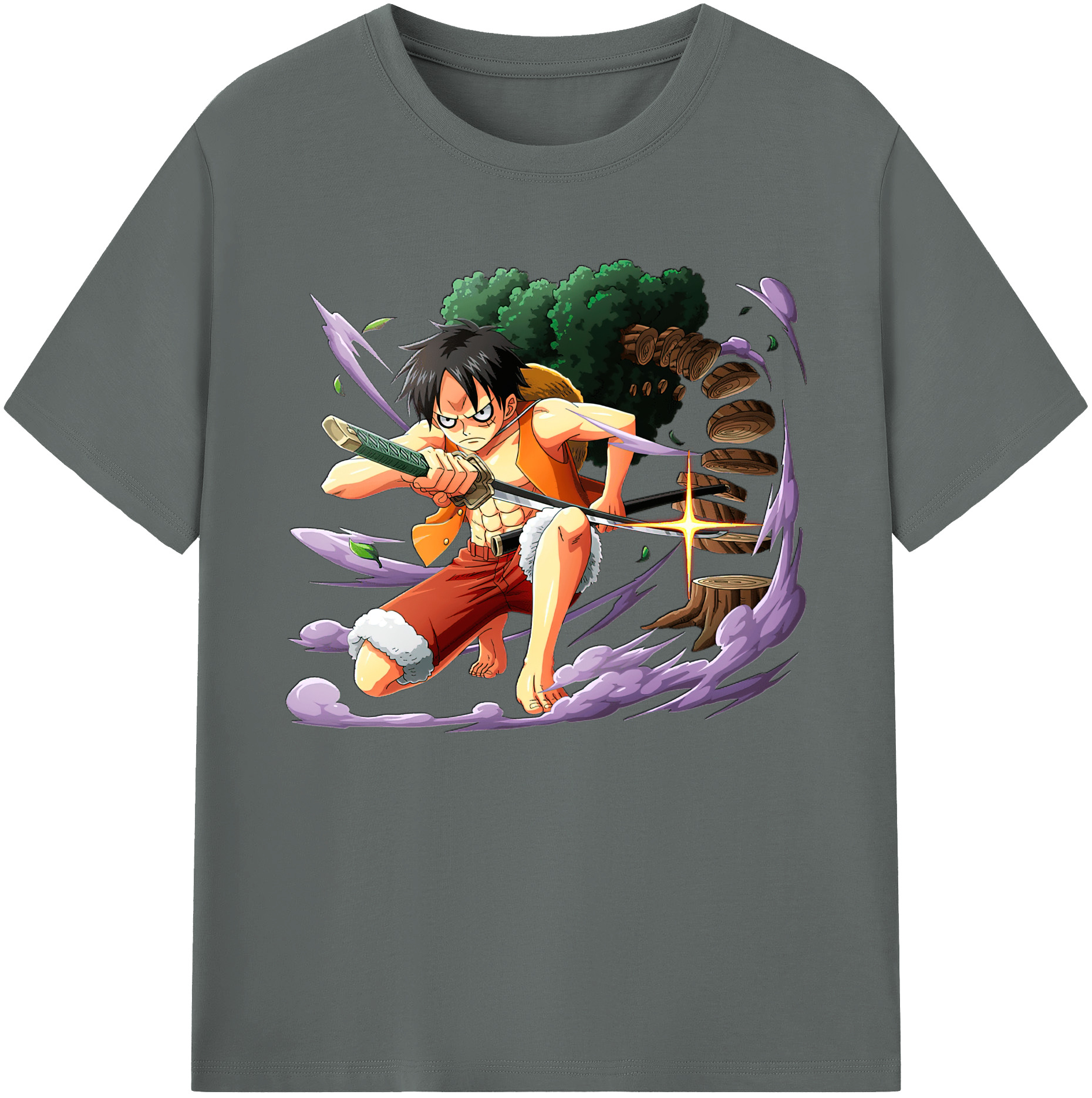 ワンピース モンキー・D・ルフィ ONE PIECE Monkey D. Luffy 綿100％ メンズ半袖Tシャツ｜肌触りやわらか＆通気性